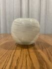 An HQT art glass globe vase hand made white with gold flecks Swirl Murano style