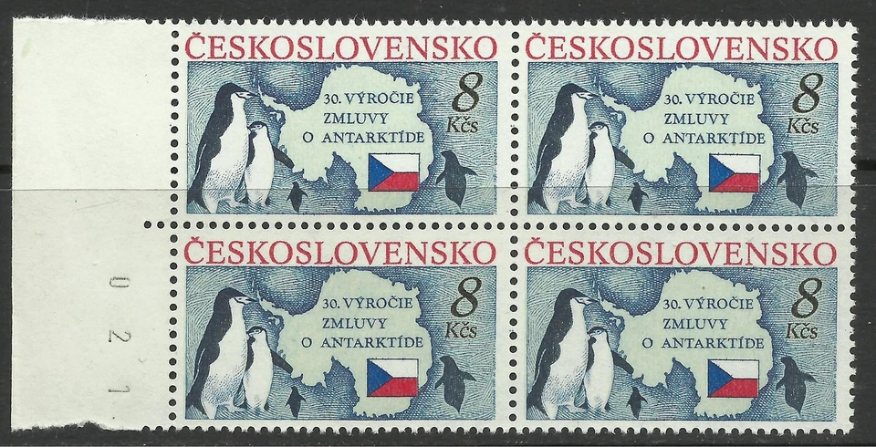 CHECOSLOVAQUIA. 1991. 30o Aniversario del Tratado Antártico 4 bloques. SG: 3061. Estampillada sin montar o nunca montada. Foto 1 de 1
