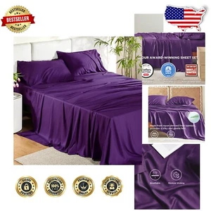 Soft & Silky Full Size Bamboo Sheets | Cooling, Hotel Quality with Deep Pockets - Picture 1 of 9