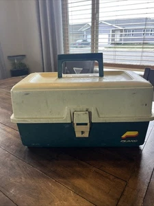 Vintage Plano Model #6803 Green Beige 3-Tray Fishing Tackle Box - Picture 1 of 8