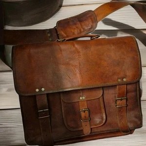 Komal's Passion Leather Brown Business Briefcase Bag Gurkha Cigar Branded - Picture 1 of 14