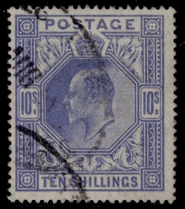 GB EDVII SG319 SPEC M54(3), SCARCE 10s deep blue, FINE USED. Cat £775. - Picture 1 of 1