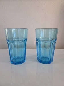 IKEA Blue Glass Panel Tumblers Set of 2 – Made in Bulgaria 21412, 5.25" Tall - Picture 1 of 6