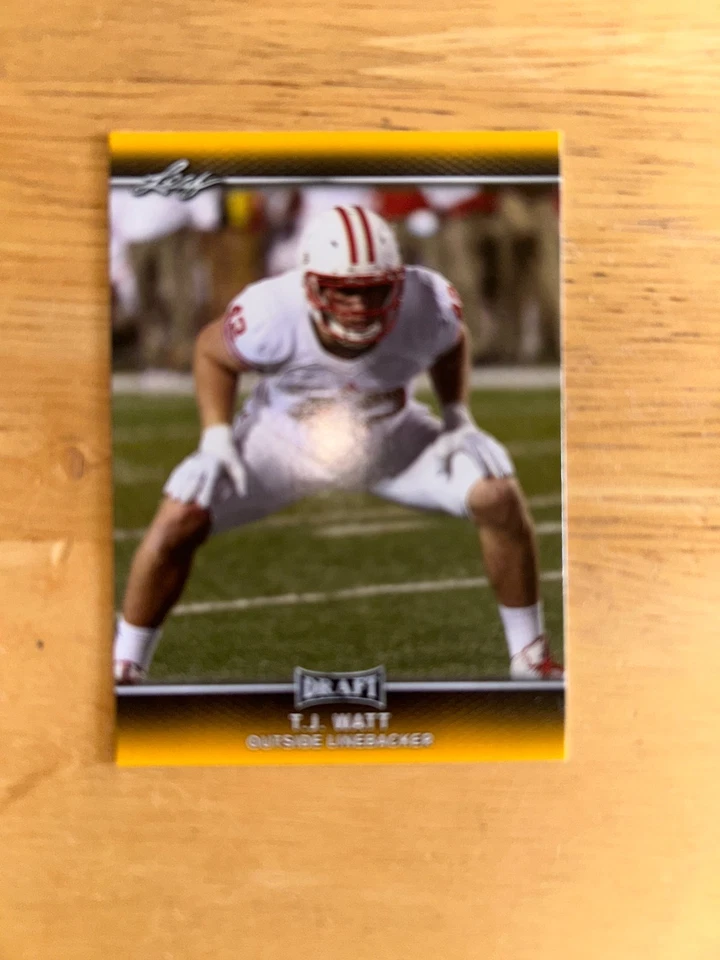 T.J. WATT 2017 LEAF DRAFT GOLD ROOKIE year CARD - LOOK! - Image 1 of 1