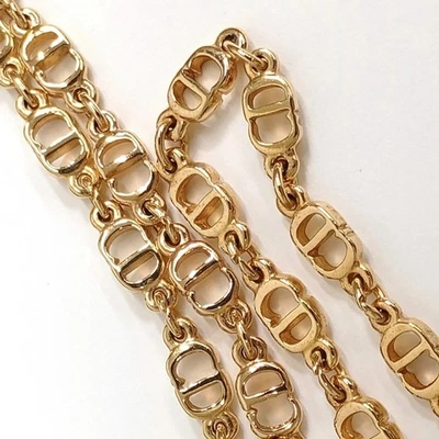 CHRISTIAN DIOR длинное ожерелье длинная цепочка подлинный CD логотип винтажный золото 41 см F/S AB - Изображение 1 из 4