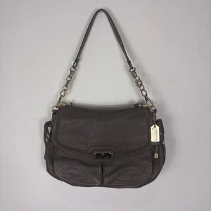 Coach Chelsea Taupe Leather Flagship Dowel Flap Shoulder Purse - Picture 1 of 14