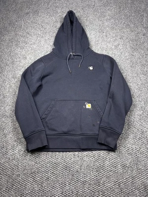 Carhartt Hoodie Womens Small Navy Relaxed Fit Pullover Embroidered Flowers Logo - Image 1 of 4