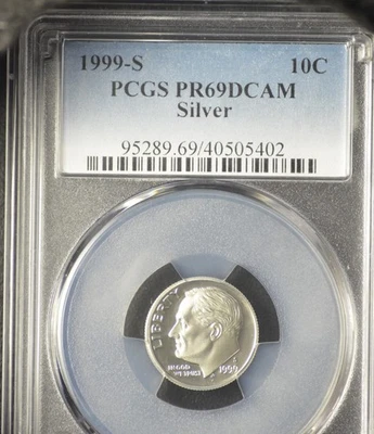 1999-S PCGS PR-69 DCAM SILVER ROOSEVELT DIME, PROOF SILVER - Image 1 of 2