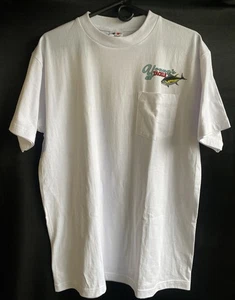 Young's Tackle La Palma CA Fish T Shirt White Size L  Art By Pat Patino~21"x30" - Picture 1 of 5
