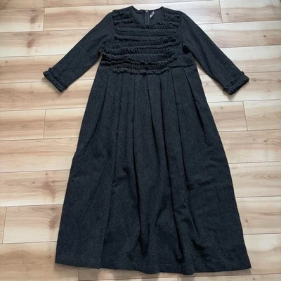 [Usado] Vestido Largo Comme Des Garcons 1998 Vintage Carbón Volantes Tejido Talla Libre Foto 1 de 4