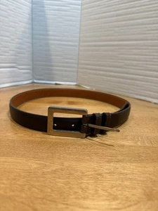 Cintura in pelle LAI made in USA fibbia in ottone massiccio taglia S design lusso preppy - Foto 1 di 8