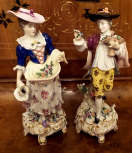 CHELSEA PAIR Porcelain Hand Painted figurines England Gold Anchor Hallmark - Picture 1 of 10