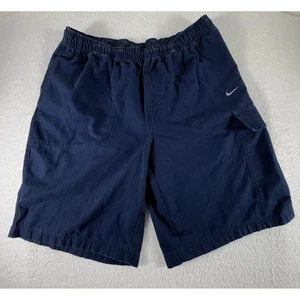 VTG Nike Cargo Shorts Mens L Large Blue Elastic Waist Vintage Utility Cotton - Picture 1 of 7