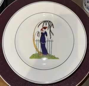 JKW Fashion Ladies Salad Plates 7.75” Bavaria Western Germany Porcelain Beauty - Picture 1 of 6