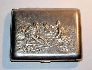  Jäger/Vögel Vintage Zigarettenetui Box Halter Sowjetisch  - Bild 1 von 6