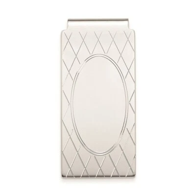 Clipe de dinheiro Kelly Waters banhado a ródio com cruz cruzada e centro oval - Imagem 1 de 4