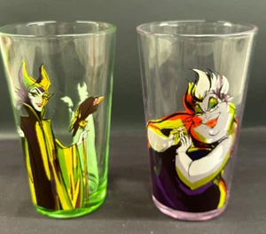 Set of 2 Disney Villian Drinking Glasses - Ursula & Maleficent - 16fl oz - Picture 1 of 9