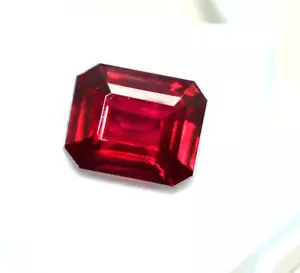 Natural Flawless Dark Red Ruby 10.00 Ct Emerald Cut Certified Loose Gemstone - Picture 1 of 7