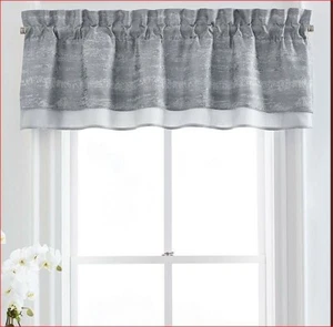 Croscill Nova Double Layered straight Valance Silver - Picture 1 of 4