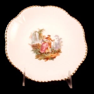 VTG Royal Epiag Czech Porcelain Plate Couple in the Country Gold Trim 7 ½ in. - Picture 1 of 8