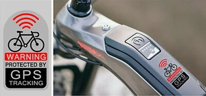 6 X Pegatinas de Advertencia de Seguimiento Protegidas GPS Prevención de Robo de Bicicletas Transparentes + - Imagen 1 de 2