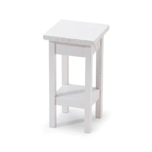 White Side Table, 2.25" High Dollhouse Stand, Miniature Dollhouse Furniture - Picture 1 of 1