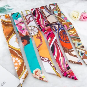 2pcs Skinny Long Silk Scarf Satin Ribbon Neck Tie Handle Bag Ribbons Headband - Picture 1 of 82