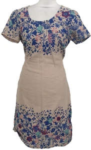 Per Una Women's Dress Size 12 Beige Mix Floral Pocket Belt Bodycon Midi Used F1 - Picture 1 of 12