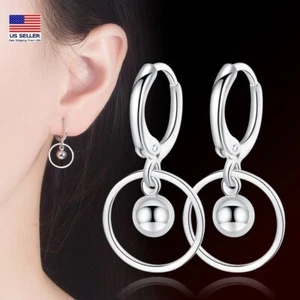 Fashion Women 925 Sterling Silver Earrings Ball Sphere Circle Tassel Stud 1994 - Picture 1 of 4