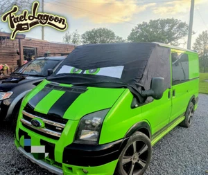 Ford Transit MK7 Frontscheibe Displayabdeckung schwarz aus Rollo Frostfolie Augen grün - Bild 1 von 5