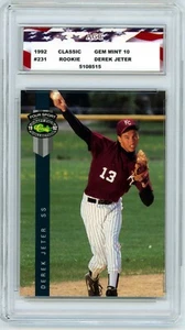 1992 Classic #231 Derek Jeter Rookie Card AGC 10 Gem Mint New York Yankees - Picture 1 of 2