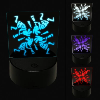 Kokopelli Circle Dancing Pattern Southwestern Fertility God LED Night Light Sign - Image 1 of 4