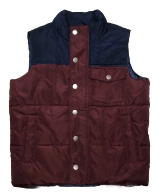OLD NAVY Puffer Vest Kids Boys M (8) Burgundy Navy Two Tone Insulated - Image 1 of 4