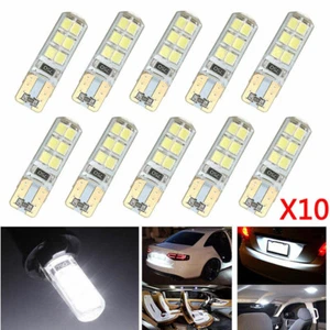 10PCS Xenon White T10 W5W 12-SMD 2835 LED Canbus Error Free Silica Light Bulbs - Picture 1 of 9