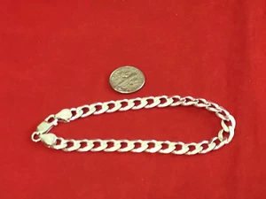Sterling Silber Panzerkette Gliederkette Armband 8" lang, 13,5 g gemarkt Italien .925 - Bild 1 von 9