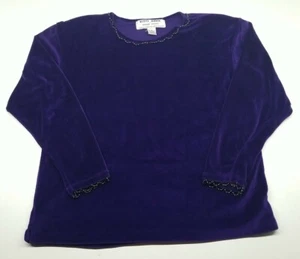 Almohadillas de hombro Kitty Hawk Vivian Wang vintage años 80 púrpura con cuentas de terciopelo talla M Top - Imagen 1 de 3