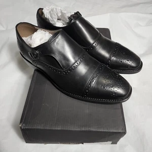 NEW BANANA REPUBLIC WYATT MONKSTRAP ITALIAN LEATHER BLACK SHOES 8 - Picture 1 of 3