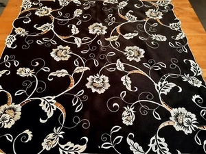 85*85cm Square (Silver/Black)Polyester Small Embroidered Floral T/Cloth - Foto 1 di 4