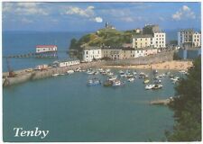 Harbour and Castle Hill, Tenby, colour postcard, posted 2015