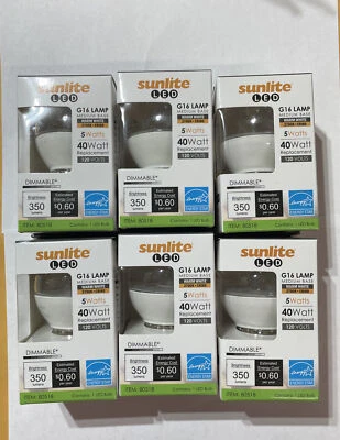 Sunlite LED G16 Globe 5W (40W Equivalent) Medium (E26) Base, Warm White 6pk - Image 1 of 4