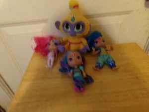LOT OF 4 SHIMMER & SHINE DOLLS 2 BLUE GENIE SHINE TALA PLUSH PINK GENIE SHIMMER - Picture 1 of 7