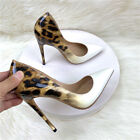 Fashion Women's Shoes Pointed Toe High Heels Pumps Leopard White Gradient Print