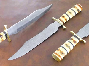 Handmade Unique Ladder Petron Damascus 15"Bowie Knife Best For Hunting & Camping - Picture 1 of 16