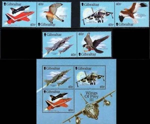 GIBRALTAR 2001 FIGHTER PLANES set + S/S MNH postfrisch AVIATION, MILITARY - Picture 1 of 1