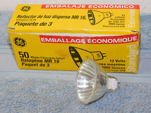 3-PACK GE  MR-16 12 Volt 50W Flood Open Face Light Bulbs EXN