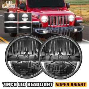 2x 7'' Pouces Moto LED Hi/Lo Phares Phare avant Projecteur Pour Jeep Wrangler JK - Imagen 1 de 12