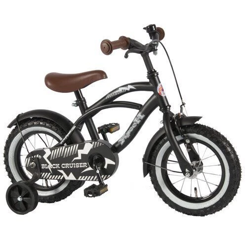Volare Yipeeh Black Cruiser 12 Zoll Kinderfahrrad - Matt Schwarz