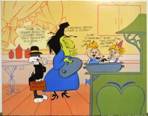 TRUANT OFFICER PRINT Bugs Bunny Witch Hazel Warner Bros - Foto 1 di 1