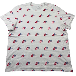 AOP All Over Print Nike T-Shirt Men's 2XL White Graphic Print Nike Tee - Picture 1 of 8