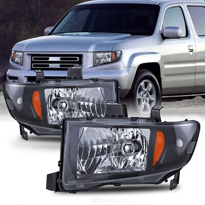 Par de montaje de faros ámbar negro izquierda y derecha para Honda Ridgeline 2006-2014 Foto 1 de 4